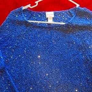 Chico's size 1 beautiful blue w/sequin sweater